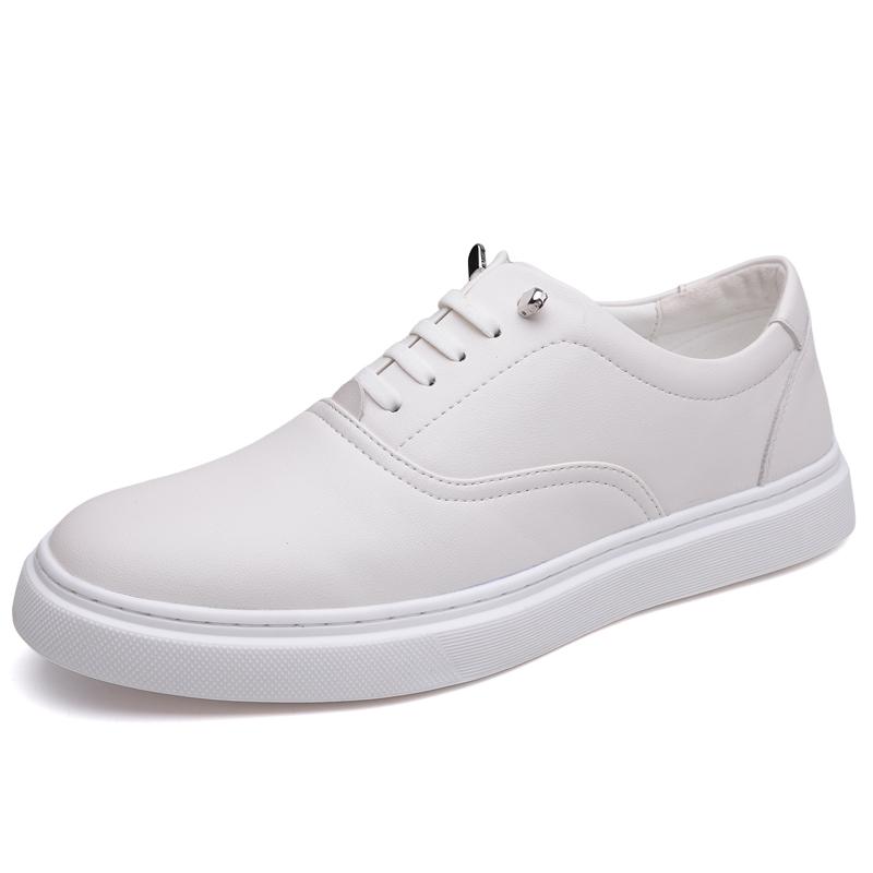 Fashion Men's Leather Casual Sneakers Breathable Walking Shoes Fashion Male Flats Lace-Up Skate Shoes Men 2025 New Men's Vulcanize Shoes