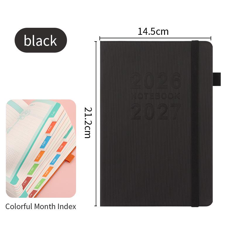 2026 Přeshraniční anglický diář s gumičkou: Roční kalendář, Týdenní plánovač, 365denní efektivní zápisník