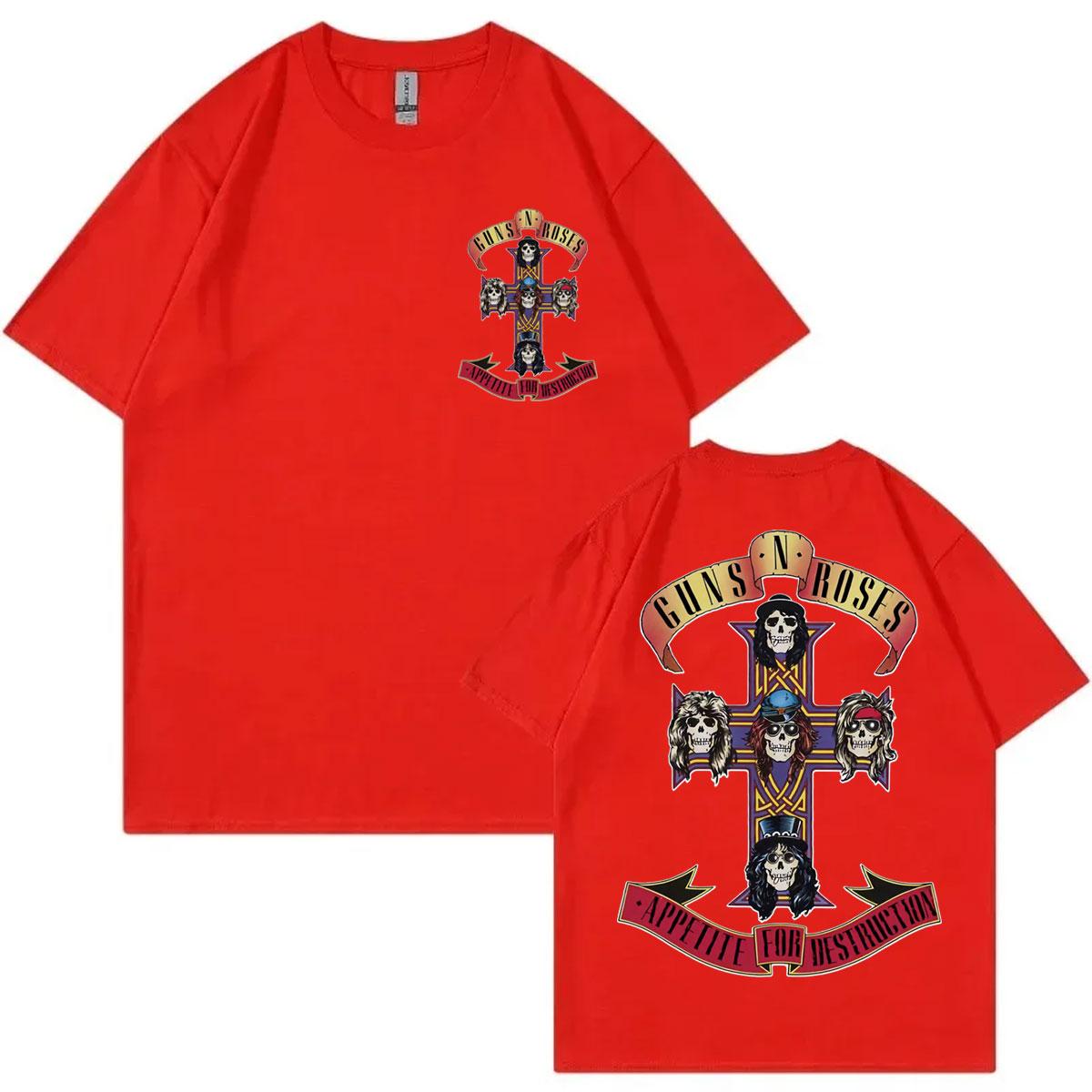 

Guns N Roses Appetite for Destruction Album Graphic T Shirts Rock Hip Hop Short Sleeve Tshirt Men Women Casual Loose Tshirts S