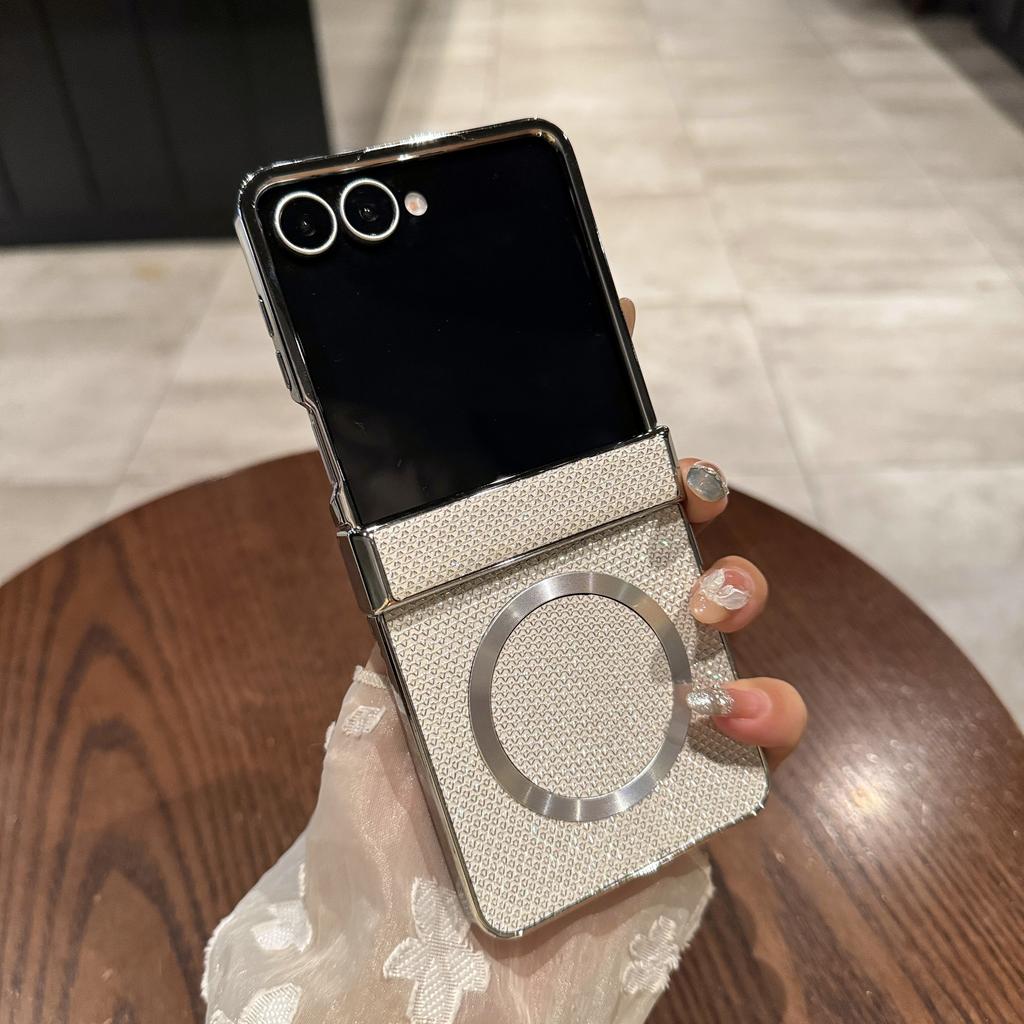 Luxury PC Electroplating Bling Magnetic Phone Case for Samsung Galaxy Z Flip 7 6 5 4 3 Good Texture Shockproof Slim Fit Cover