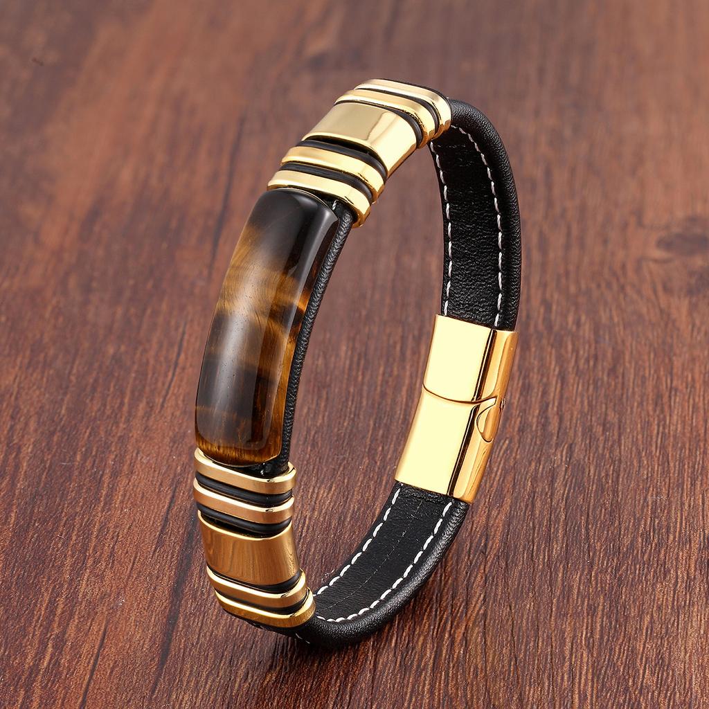 100% Natural Arc Tiger Eye Bracelet for Men Charm Stainless Steel Accessories Bangles 2021 Women Bracelet Fashion Jewelry Gifts