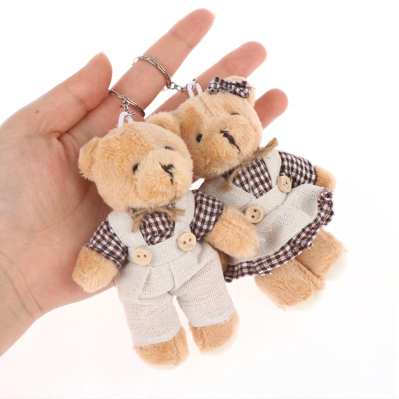 Cute Cartoon Wear Clothes Bear Rabbit Plush Toy Stuffed Doll Pendant Keychain Backpack Hanging Decoration Couple Gifts