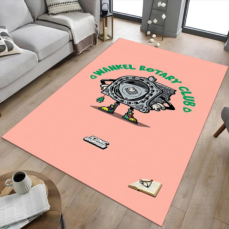 1pc Wankel Rotary Club Home Office, Durable Polyester Floor Mat with Easy, Office Decor, Urban Style, Nonslip Backing