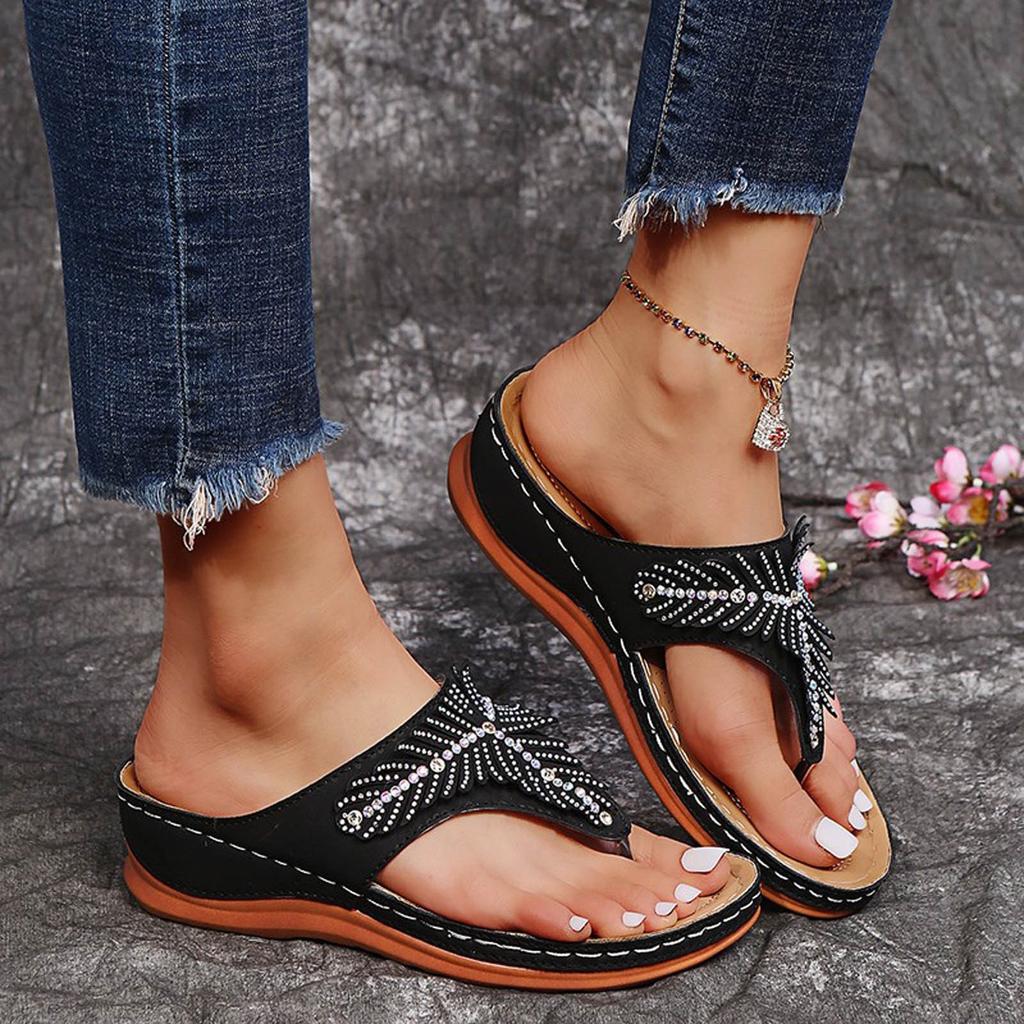 Women Flat Casual Beach Sandals Summer Ladies Flip Flops Wedge Heel Slippers Sandals Casual Flip Zapatos Mujer 2026 Tendencia