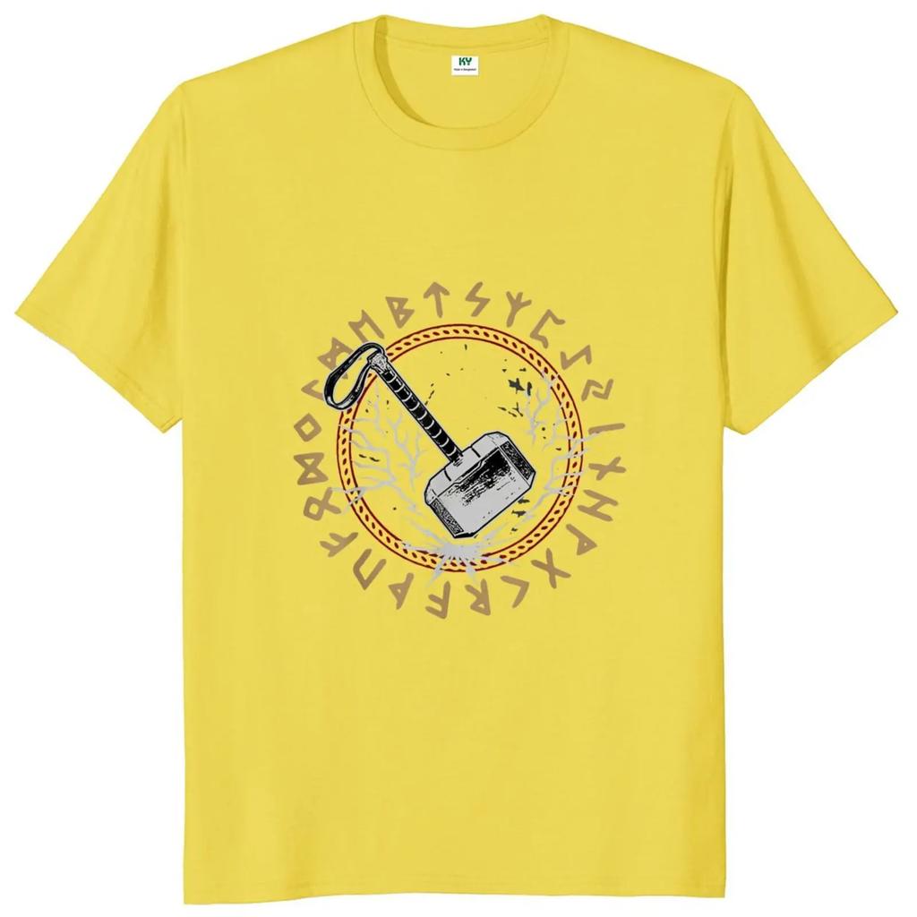 Thor Viking Hammer T Shirt Norse Mythology Design Novelty Tee Shirt 100% Cotton Short Sleeve Casual Homme Camiseta EU Size