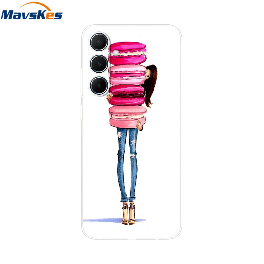 For Samsung Galaxy M35 5G Case Cute Cat Flower Painted Phone Cases For Samsung M35 Case M 35 SM-M356B Silicone Clear TPU Fundas