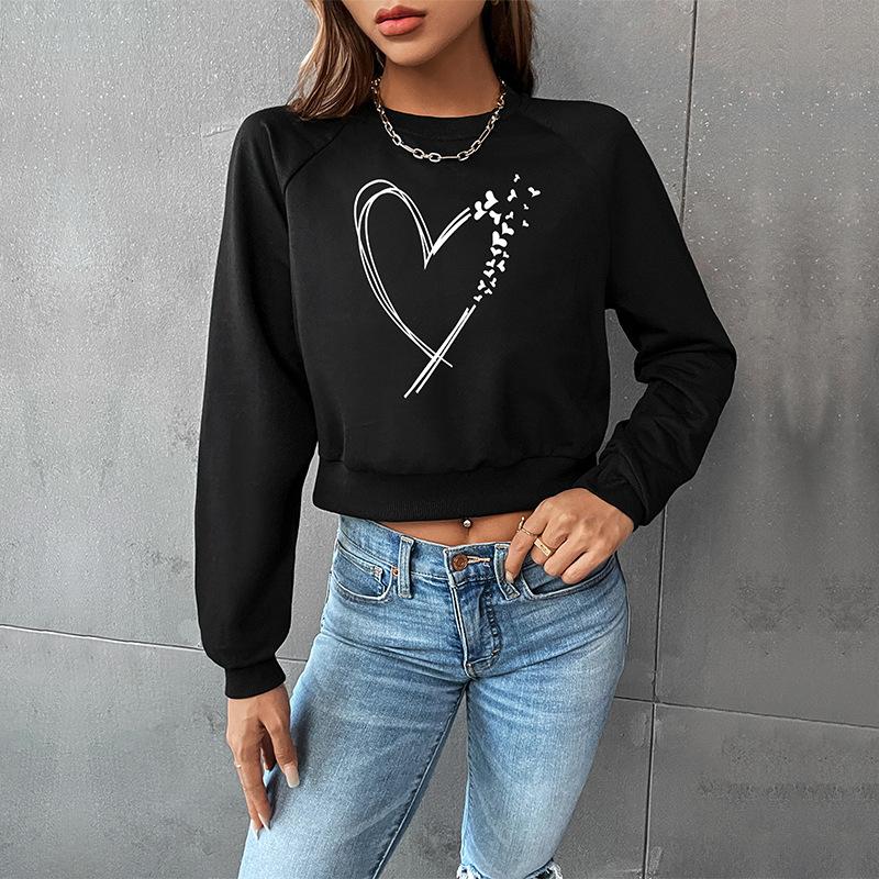 Casual Comfort and Versatility Valentine's Day Women's Short Autumn Sweatshirt Women