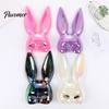 Rabbit Mask for Halloween Bunny Mask, Cosplay Face with Long Creepy Parties Ears, Lightweight Plastic Cushion Masquerade Party Costume Comfortable