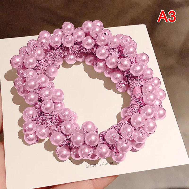 

Elegant Pearl Hair Ties Beads Girls Scrunchies Rubber Bands Ponytail Holders as the picture
