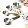 Stainless Steel Measuring Cup Measuring Spoon Baking Utensils with Graduated Measuring Cup Measuring Spoon Acacia Wooden Handle
