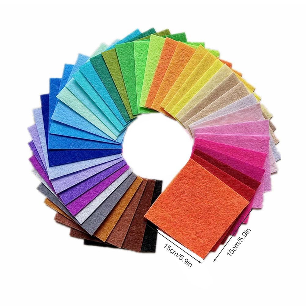 40pcs 1mm Mixed Color Non-Woven Felt Square Children's Cutting Art DIY Handmade Cloth For Tailoring Decorative Craft