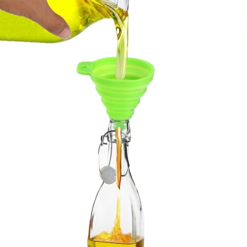 Convenient, Durable, Heat-Resistant Silicone Funnel, Folding Funnel for Pouring, Green