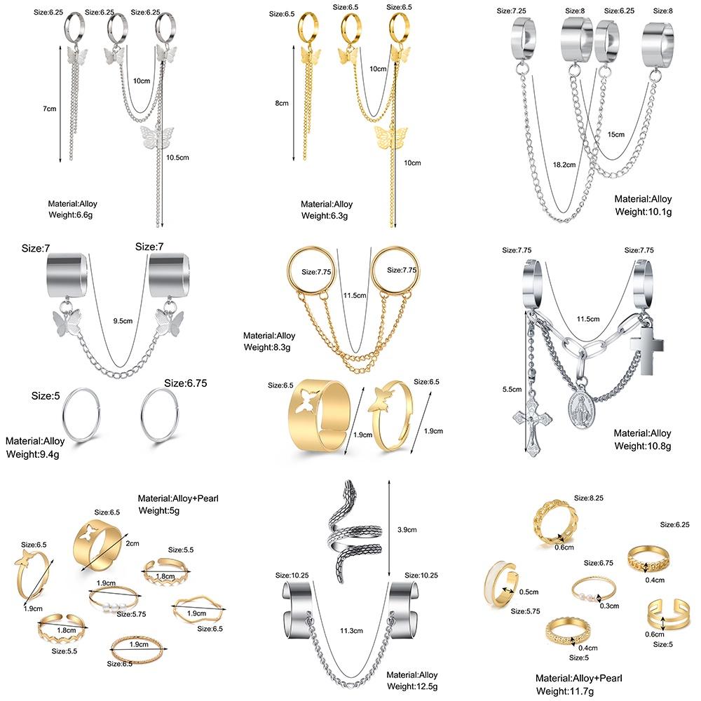 IF ME Personalized Butterfly Snake Ring Set Gold Silver Chain Ring for Women Accessories Jewelry