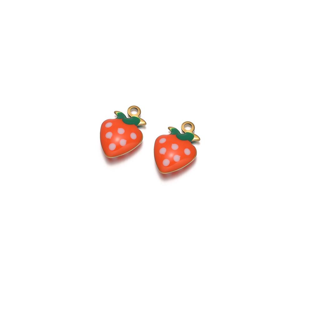 20Pcs Stainless Steel Small Enamel Heart Strawberry Charms for DIY Jewelry Necklace Kids Girls Bracelets Pendant Earrings Making