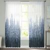 Pine Forest Gradient Snowflake Sheer Curtain for Living Room Hall Wall Dress Up Home Window Supplies Pop Print Tulle Curtains