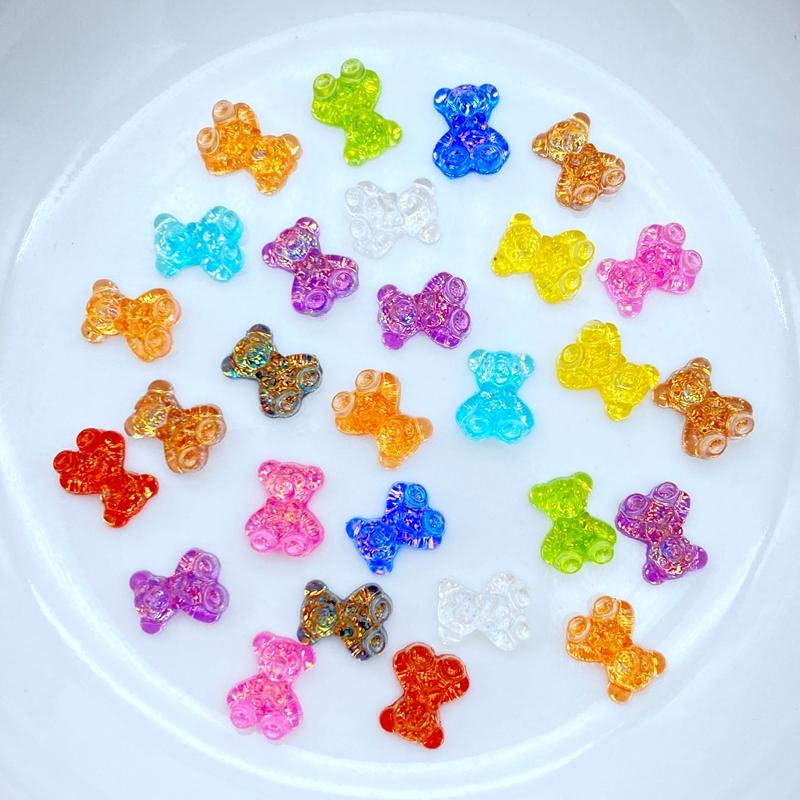 50/60/70/80Pcs Kawaii Cute Mini Shining Bear Flat back Resin Cabochons Scrapbooking DIY Jewelry Craft Decoration Accessorie K94