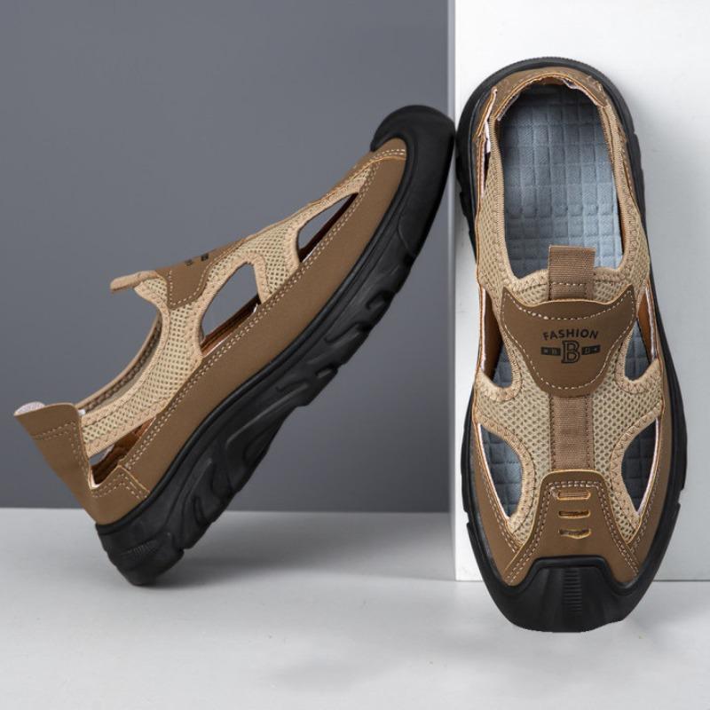 Summer Breathable Men's Bag Head Sandals Hollow Mesh Hole Shoes Outdoor Non-slip Lightweight Sports Leisure Beach Shoes