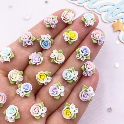 60ks Mix Pryskyřice Roztomilé Mini Barevný List Růže Plochá záda Květina Manikúra Nail Art DIY Svatba Scrapbook Šperky Řemeslné Doplňky