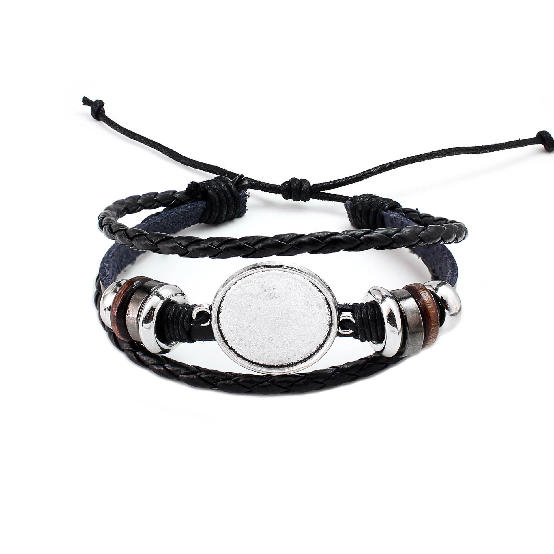 

DIY Handmade Woven Leather Cord Bracelet with Time Gem Base