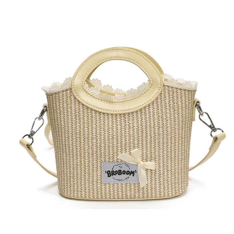 Fashion Bow Lace Edge Portable Bucket Bag Women's New Casual Shoulder Messenger Bag