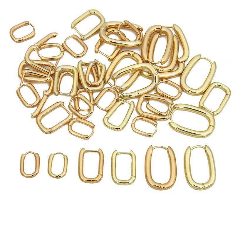 14K/18K Hollow Oval Earring Clasps Handmade French Ear Hooks for DIY Jewelry Accessories E18