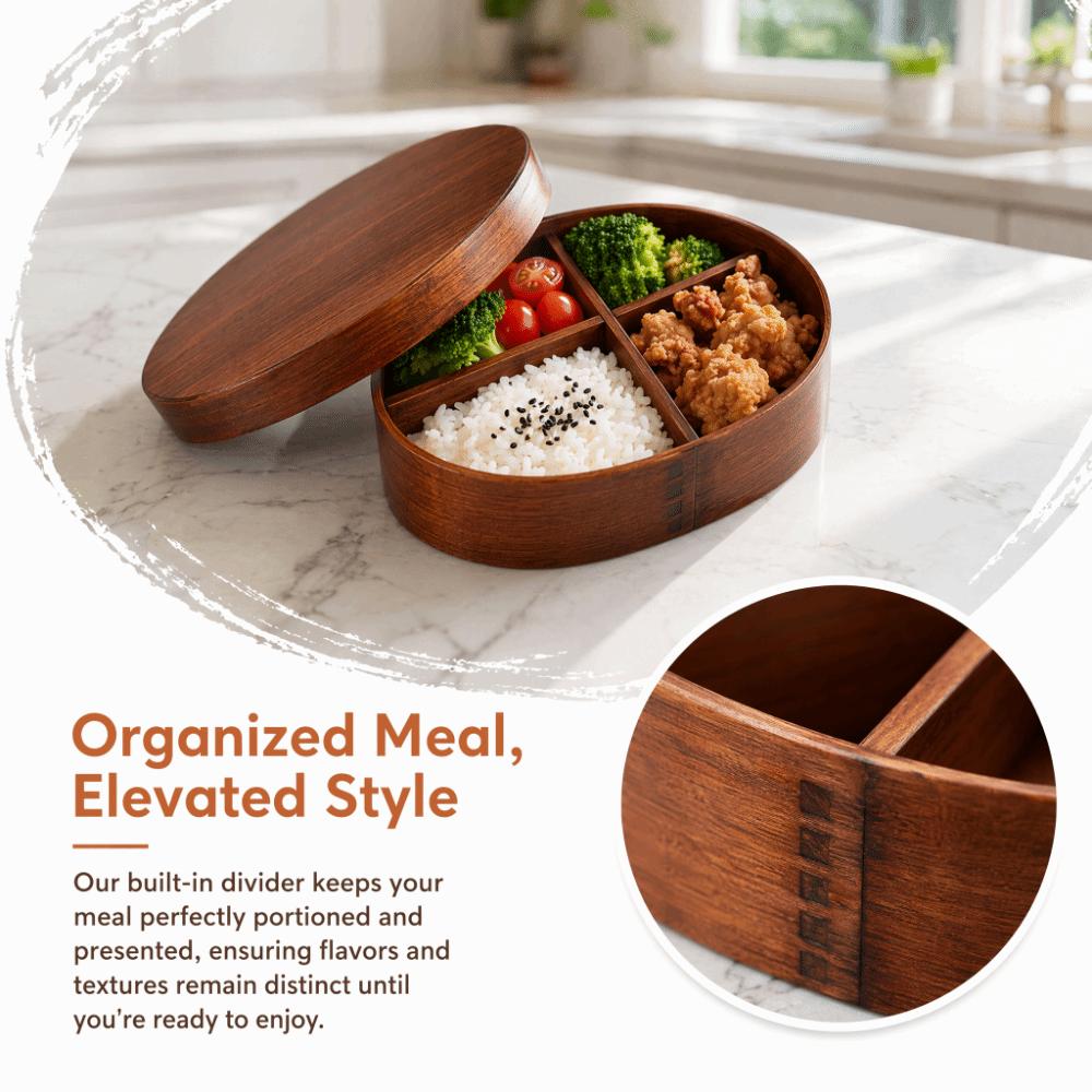 Forma Ovale Scatola Bento in Legno Superficie Liscia Contenitore per Pranzo Scatola Bento Stile Giapponese Ordinamento del Cibo