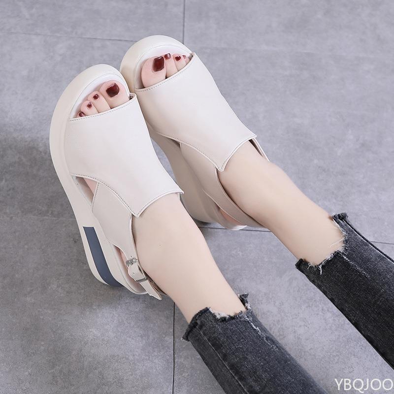 2025 Summer New Comfortable Simple Women's Sandals Fashionable Versatile Thick Bottom Women's Shoes Slope Heel Fish Mouth Shoes