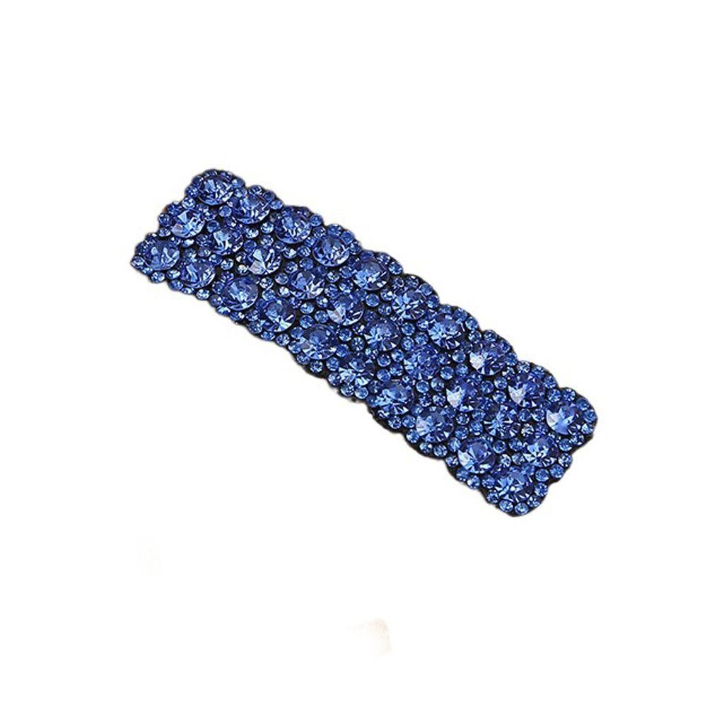Brided Hairpin Rectangular Hair Side Clip Zircon Rhinestone Bb Clip Shiny Hairpin Crystal Hair Clip синий