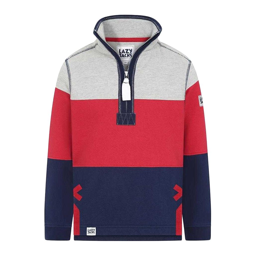 Lazy Jacks Boys Striped Half Zip Sweatshirt