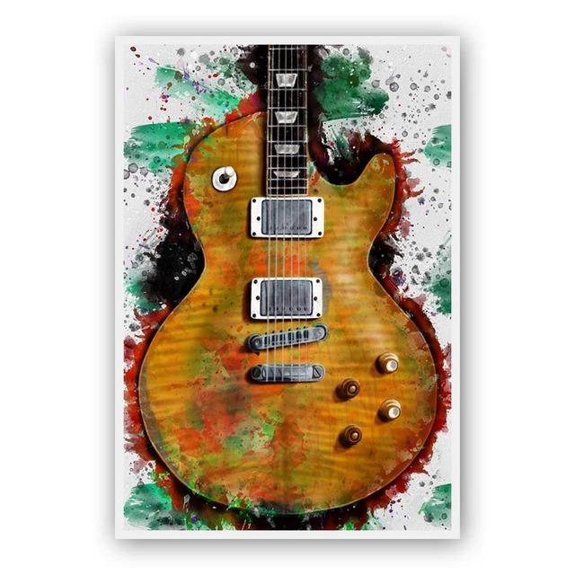 Modern Abstract Graffiti Various Guitars Posters and Prints Canvas Paintings Wall Art Pictures for Living Room Decor (No Frame)