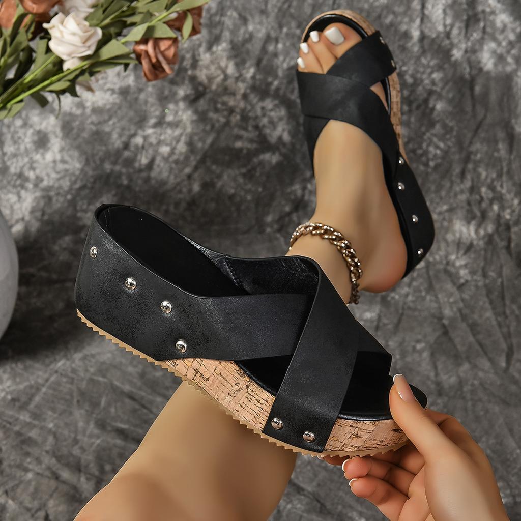 Mode Damen Hausschuhe 2024 Neue Sommer Schuhe Damen Zehenfrei Rom Hausschuhe Lässige Keilabsatz Plateau Sandalen Pantoletten Damen Zapatos De Mujer