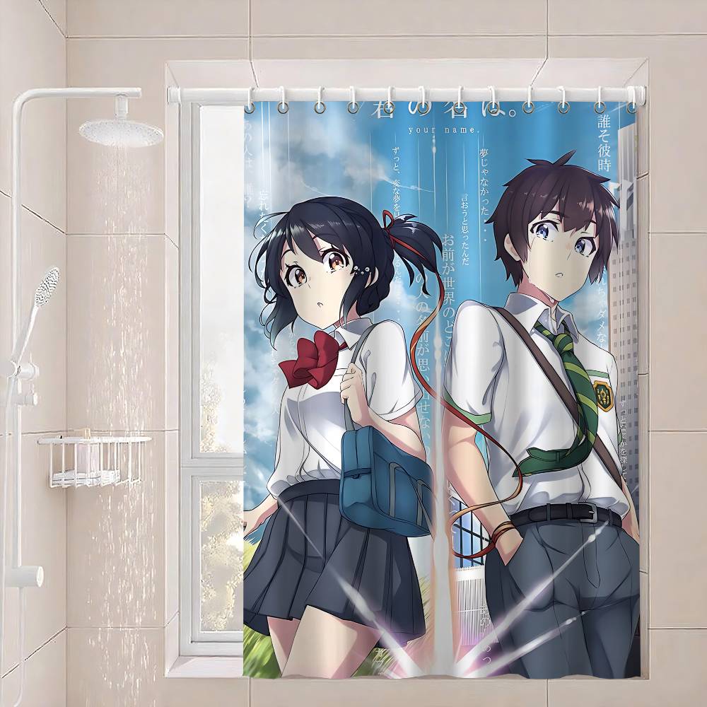 Japan Anime Y-Your Name Waterproof Fabric Shower Curtain Bathroom Decoration Curtain Home Hawaiian Style Shower Curtain
