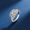 Ebay New Inlay Design Princess Cut Diamond Leaf Marquise Zircon Ring European and American Micro-inlaid Engagement Ring for Women