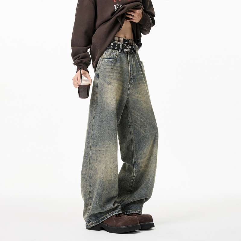 Джинсы клеш мужские JYL Американский Новый Винтаж Зимние Cleanfit Свободные Повседневные Деним XL бездна