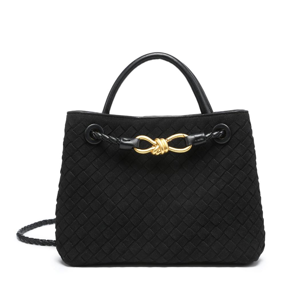 Borsa Tote Tessuta in Velluto Retro: Borsa a tracolla quadrata piccola da donna autunno/inverno