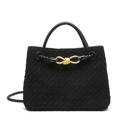 Borsa Tote Tessuta in Velluto Retro: Borsa a tracolla quadrata piccola da donna autunno/inverno