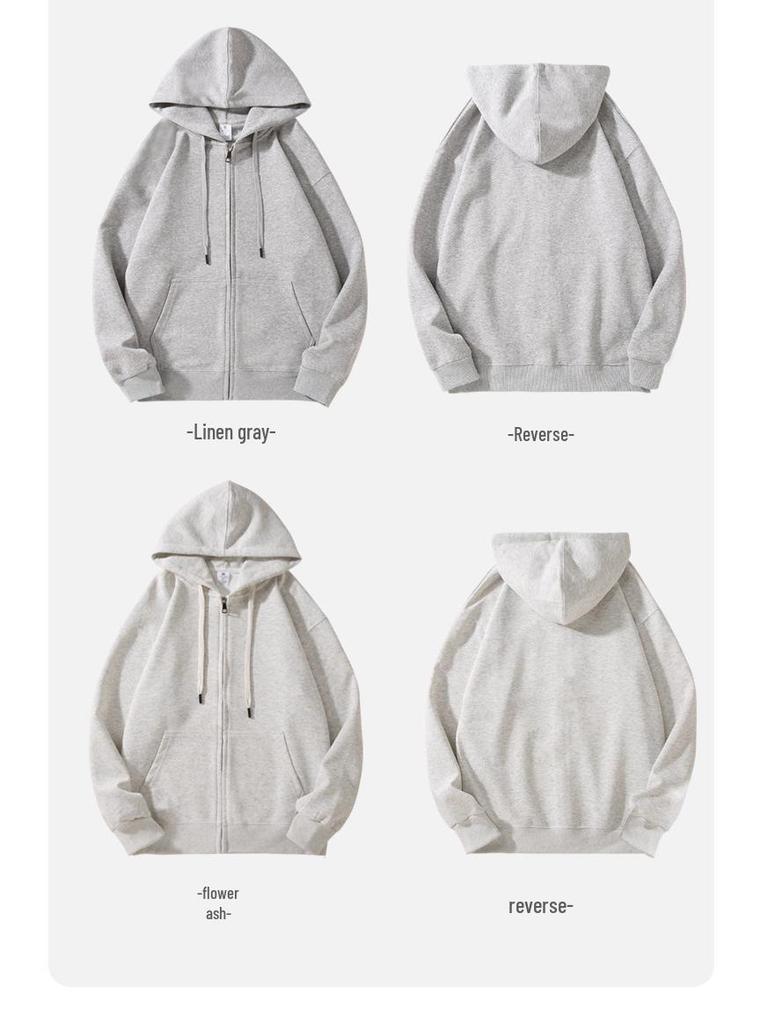 Unisex Retro Oversize Reißverschluss Hoodie, Mit Samt gefüttert, Herbst/Winter Sportbekleidung Cardigan