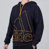 Adidas Big Logo Print Fleece-Lined Pullover Hoodie Men Hoodie Blue HB5092