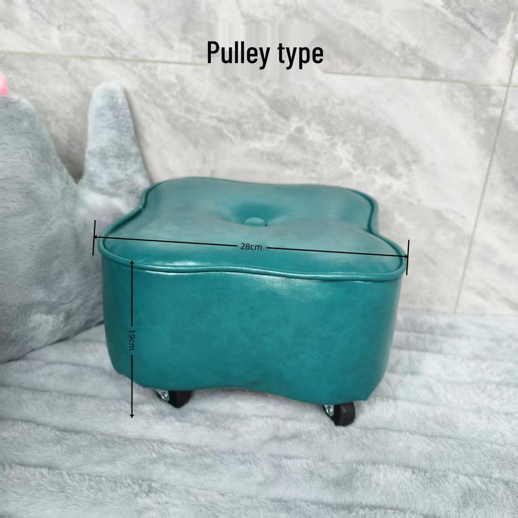 Four-Leaf Clover Upholstered Leather Stool for Living Room or Entranceway