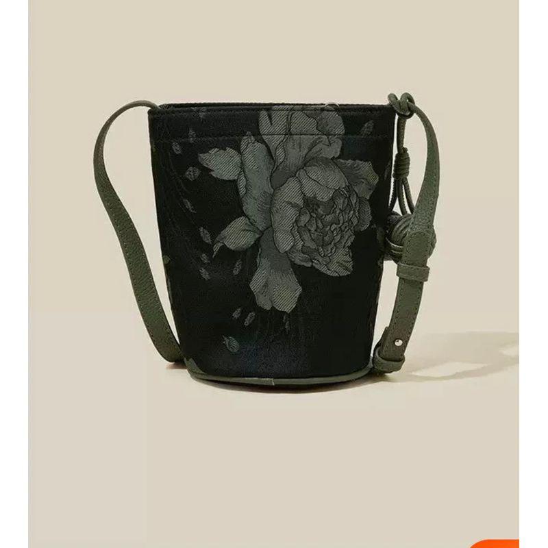 

Bag Women 2025 New Chinese Style Casual All-matching Shoulder Bag Messenger Bag Embroidered Bucket Bag Mobile Phone Bag Lightweight Dark green