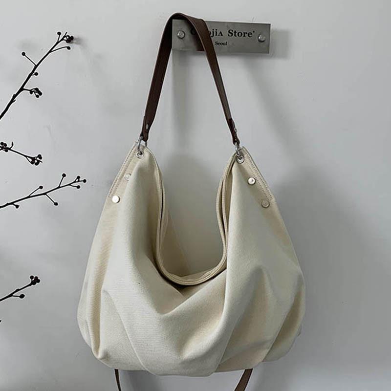 Up To Capacity High-value Canvas Bag Women's New Relaxed Commuter Tote Bag Lazy Wind Single Shoulder Crossbody
