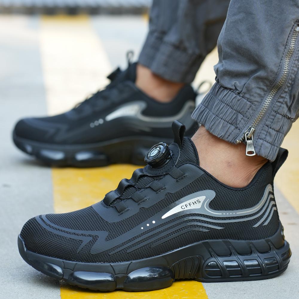 

Rotating button Work Shoes Anti smashing anti puncture safety boot for engineers Protection Shoes Security Indestructible shoes 40