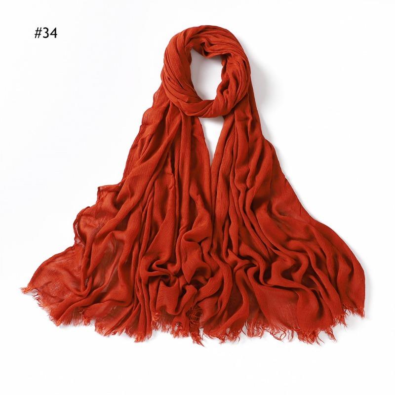 % Rayon Pleated Solid Color Human Cotton Two-end Beard Bag Headscarf Female, New Breathable Soft Scarf