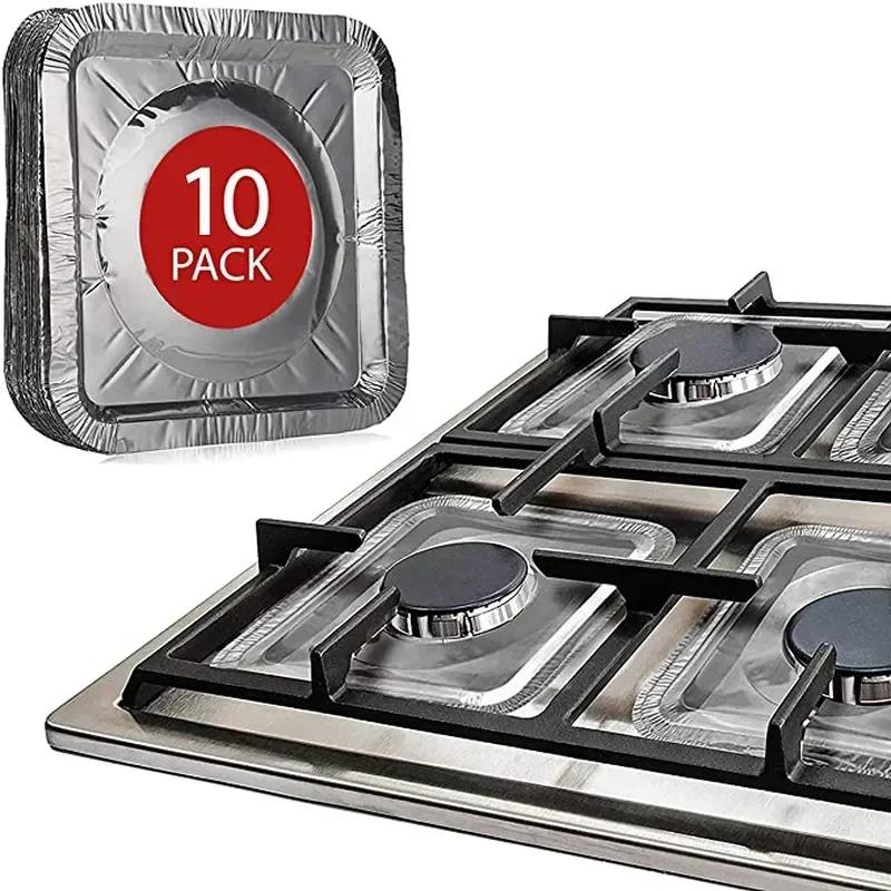 Disposable Aluminum Cookware Shielding Gas Burner Liner Roof Clean Mat Kitchen Accessories10pieces Gas Stove Protectors Cover