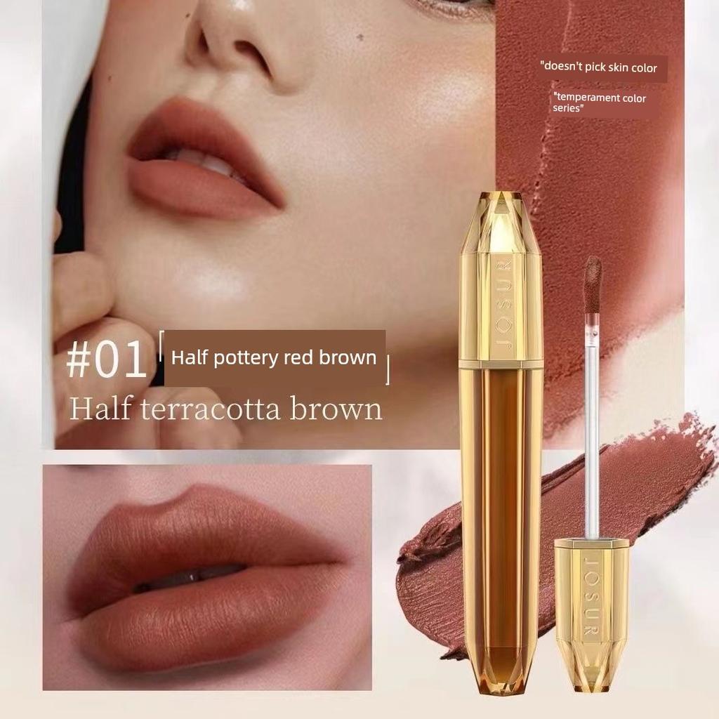 Jiuse Qianjin Diamond Matte Powder Mist Lip Glaze Velvet Long-Lasting Waterproof Non-Fading Brightening Student Lip Mud Lipstick