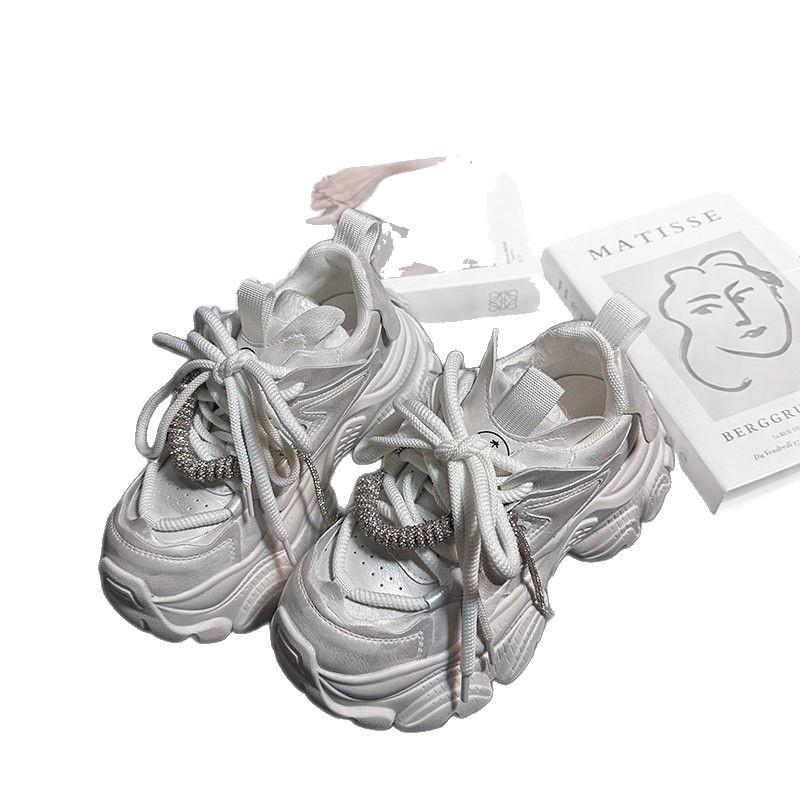 Retro Silver Platform Dad Shoes Women's Autumn New Small Height Increase Versatile Casual Sports Shoes