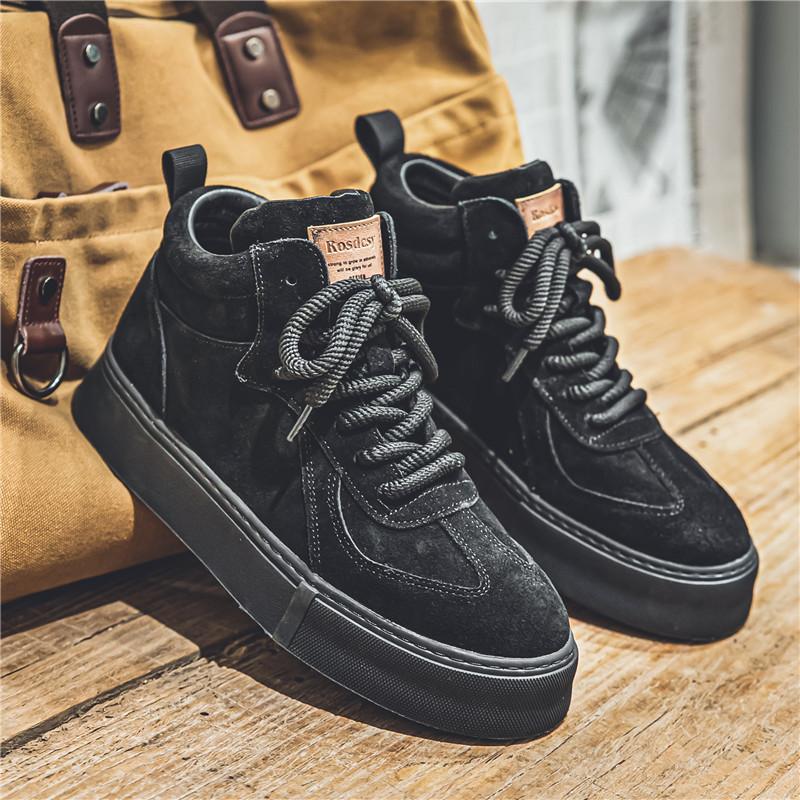 2025 Autumn Winter Men's High TopCasual Shoes Fashion British Style Retro Men's Shoes Comfort Thick Soled FadLeather Ankle Boots