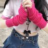 Long Fingerless Gloves Knitted Arm Sleeves Stretchy Arm Cover Thumb Hole Mittens