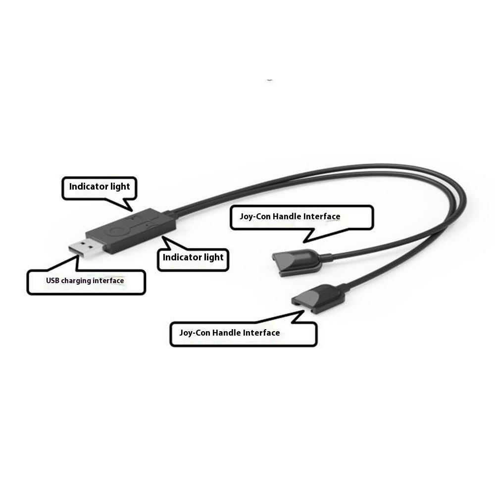 Charger Cable for Nintendo Switch OLED Joy-Con Controller 2 In 1 Gamepad USB Power Cord