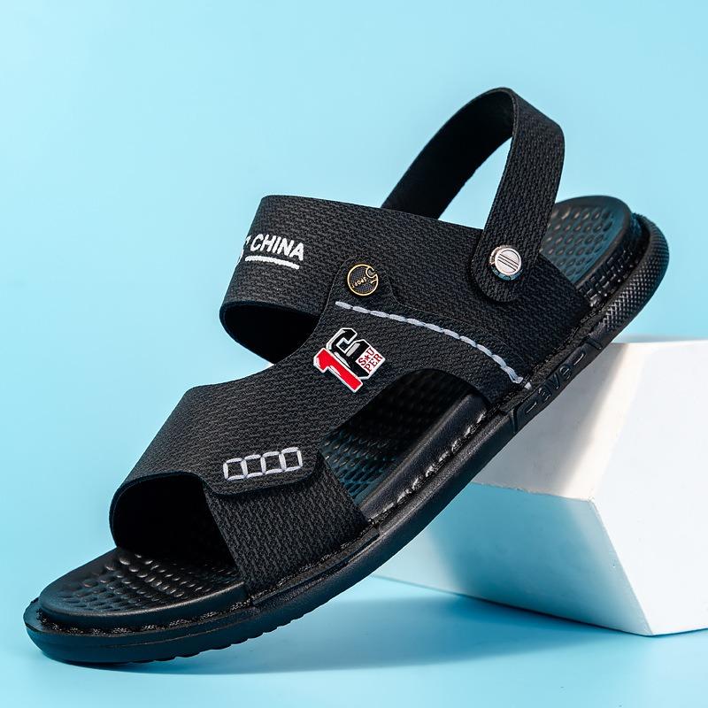 Leather sandals men's summer trend outdoor non-slip sandals driving casual slippers men's beach slippers
